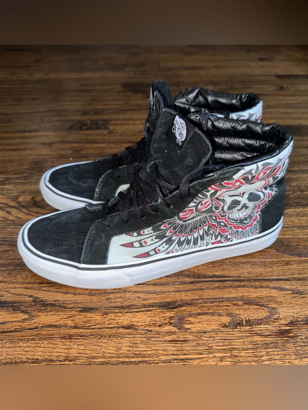 Vans Sk8 HI “Aerosmith” Black/White/Maroon Skate Shoes Size 11